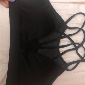 Black sports bra with sheer middle